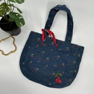 Cherry denim tote bag